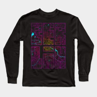 Berlin, Germany City Map Typography - Neon Long Sleeve T-Shirt